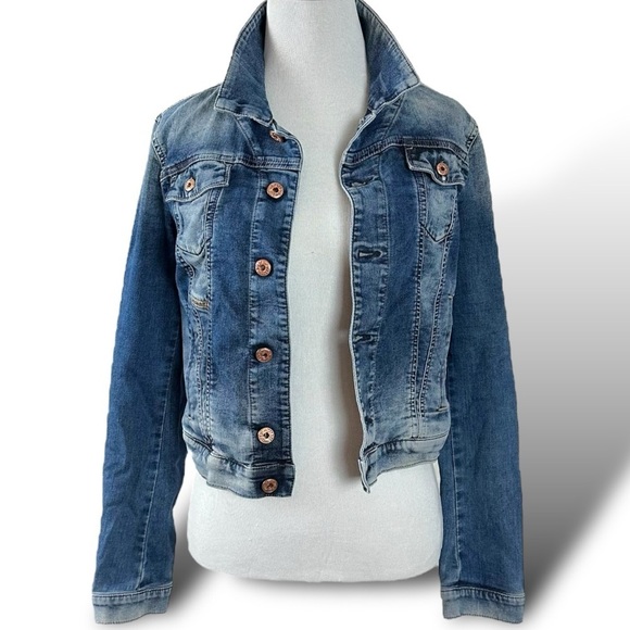 Diesel Fringi NE Denim Jean Jacket Women’s Small Leather Logo Stretch Fitted Y2K - Picture 13 of 17